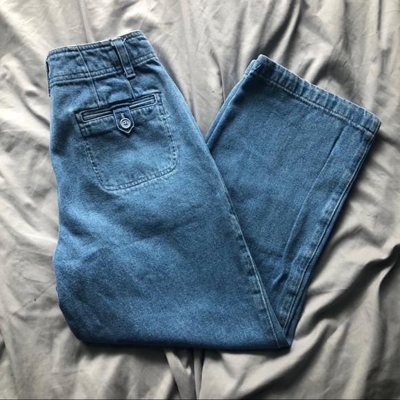 Vintage Denim - wide leg crops (: